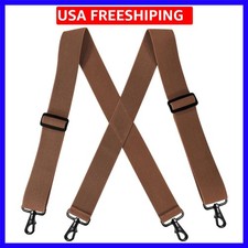 Men  s Heavy Duty Belt Loops X Back 2 Inch Suspenders with 4 Snap Hooks