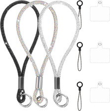 3 Pcs Bling Rhinestone Phone Wrist Strap Full Diamond Pendant Wrist Strap Bling