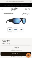 Maui Jim Keha Sunglasses - Soft Black/Sea Blue/Gray MJ0663S Brand new
