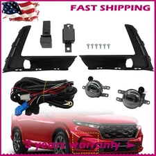LED Fog Light Lamp w/Black Bezel Switch Wires kits For 2023-2024 Honda CR-V Pair