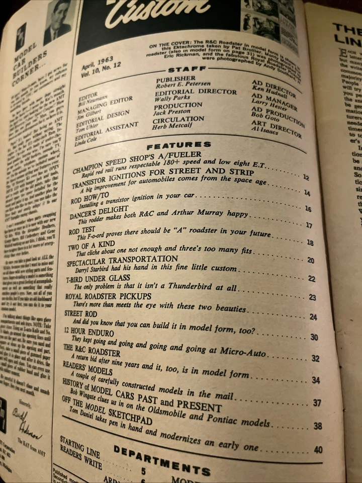 1963 APRIL ROD & CUSTOM MAGAZINE ROADSTER DADDY ROTH MODELS DRAGSTER BARRIS Foto 2 de 4