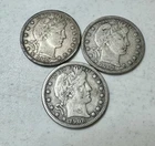1907 1908 1909 U.S. BARBER QUARTERS  VERY FINE CONDITION 90% SILVER QUARTER NR