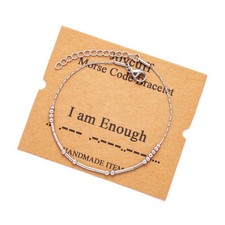 Encouragement Morse Code Bracelets for Women I Am Enough Funny Birthday Gifts fo