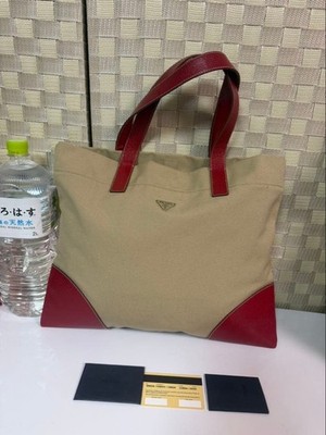 Beuteltasche prada beige rot