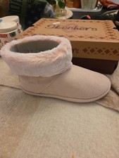 Skechers Cozy Campfire Slipper Boots Faux Fur Meant to Be Blush Womens 6.5 New