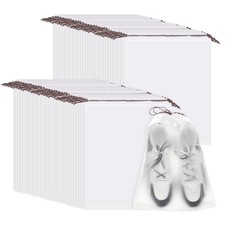 60pcs Transparent Shoe Bags 15.7" x 11.8" Clear PE Waterproof Shoe Bags, White