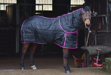 Stable Rug 200G Detachable Neck Horse Stable Rug Black Insulated Stable Rug