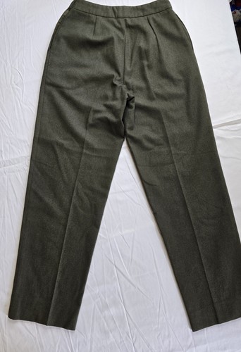 VTG Chaus Wool Blend High Rise Pleated Tapered Leg Trousers Womens Size 10 Green - Picture 2 of 13