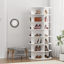 Rotating Shoe Rack Tower - 7-Tier Spinning Handbag Shoe Display Organizer