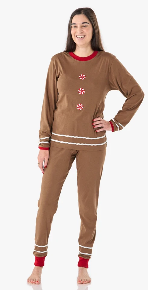 Pottery Barn Kids ADULT L Heirloom Gingerbread Cotton Pajama Set 2 Pcs NEW - Image 2 of 3
