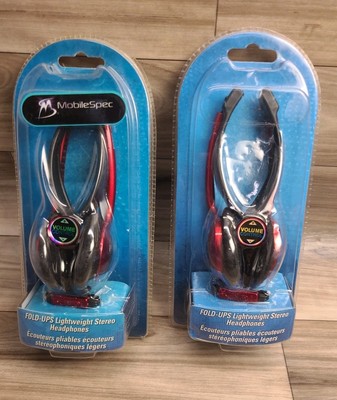 2 Mobile spec, Fold-ups Lightweight Stereo Headphones, Part #MS70R New Sealed 