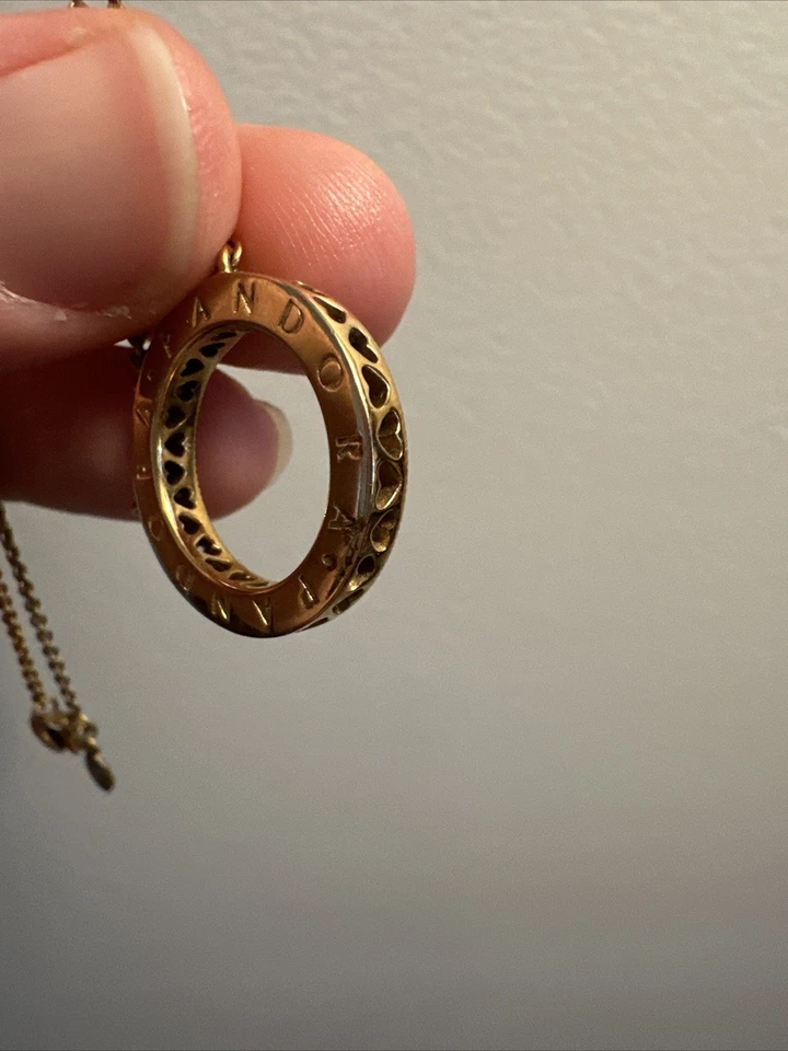 ✨ Collar Pandora Círculo de Brillo 💖 Corazones Circonita cúbica Oro Rosa 💎 PVP $249 Foto 3 de 4