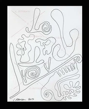 BLACK on WHITE #10 ORIGINAL ART DRAWING Modern Abstract Illustration C Peterson
