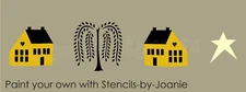 Stencil 2.5" Saltbox House Willow Tree Star Border Farmhouse DIY Craft Art Signs