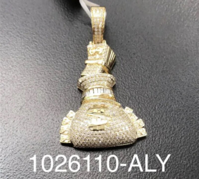 10k Solid Gold Carat Money Bag Natural Diamond Pendant