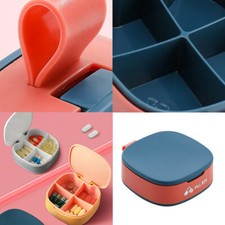 Travel Small Pill Box Sealed Storage Case 4 Grids Home Organizer Solid Color