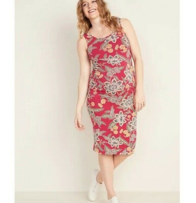 old navy jersey tank dress Navy- Maternity Printed Bodycon Tank-Top Dress- S- NWT OrangeTagApparel