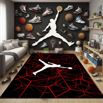 Basketball rug, Jordan pattern rug, art design rug, AI basketball rug, air jorda