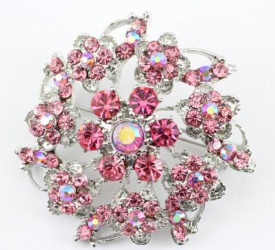 Pink Fancy Austrian Rhinestone Crystal Elegant Bridal Wedding Brooch Pin PN29062