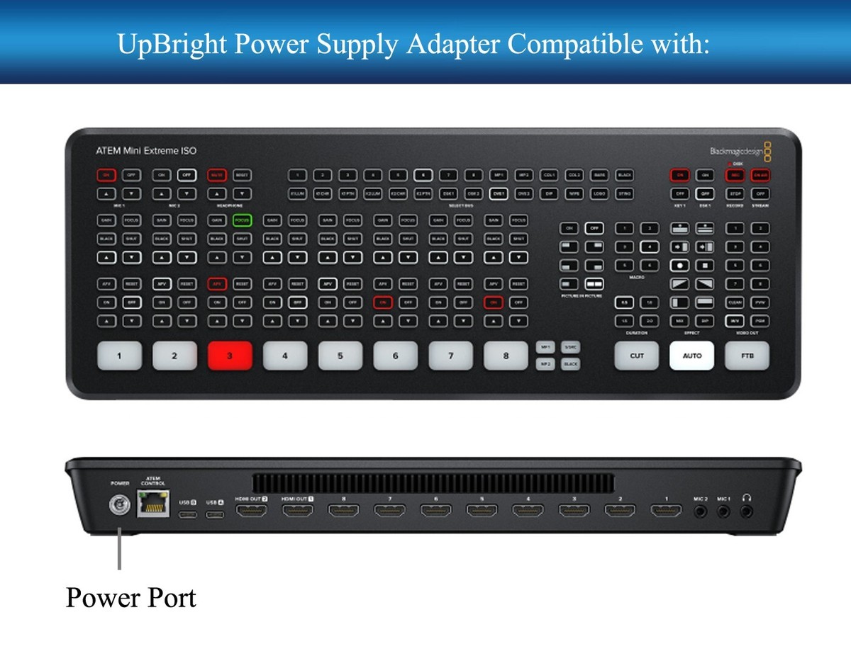 AC Adapter For Blackmagic Design ATEM Mini Extreme ISO HDMI Live