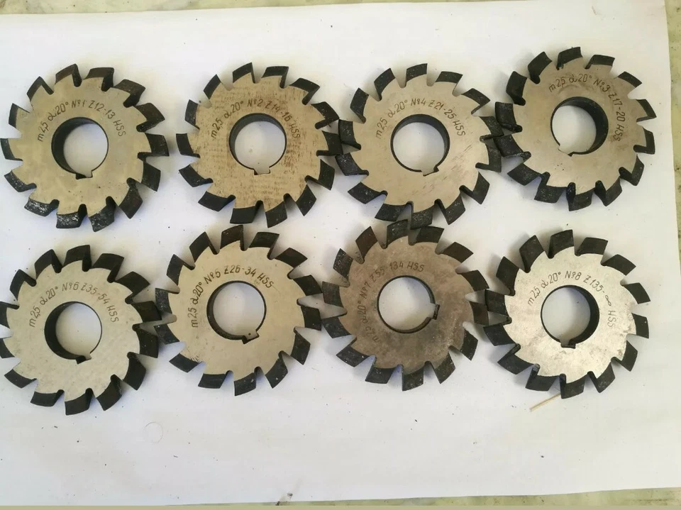 Modulfräser Zahnradfräser -Zahnformfräser  Set M 0,2 -M15 20° N1-N8 Walzenfräser - Bild 2 von 4