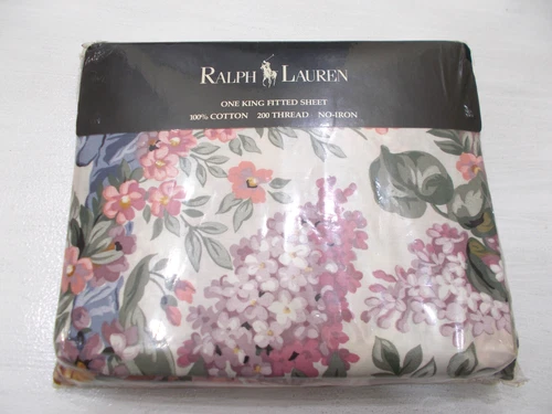 NEW Ralph Lauren Allison Floral King Fitted Sheet French Country Cottage
