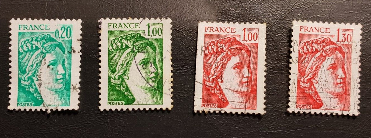 Stamp Europe France Sabine set of 4, 1977-1979, sc1565, 1570-1