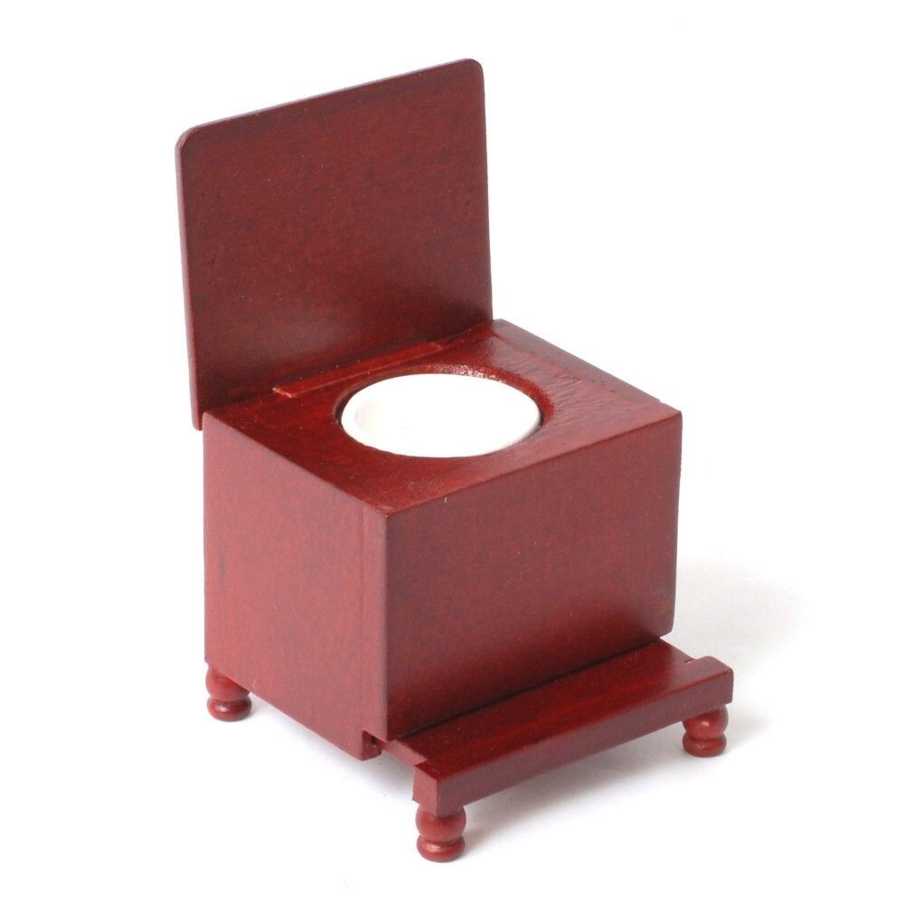 Dolls House Commode Mahogany Colour Bedroom Furniture Miniature 1:12th Scale