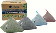 4 Pack of 200g Naturally Activated Bamboo Charcoal Air Purifying Bags NEW