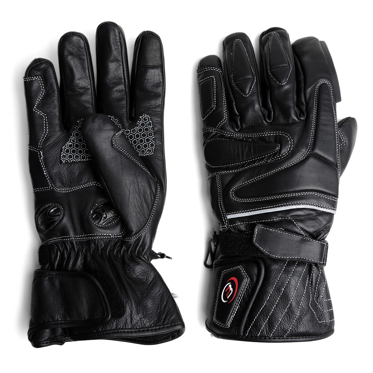 PB Arctic Leather Waterproof Motorcycle Gloves Knox SPS Winter Visor