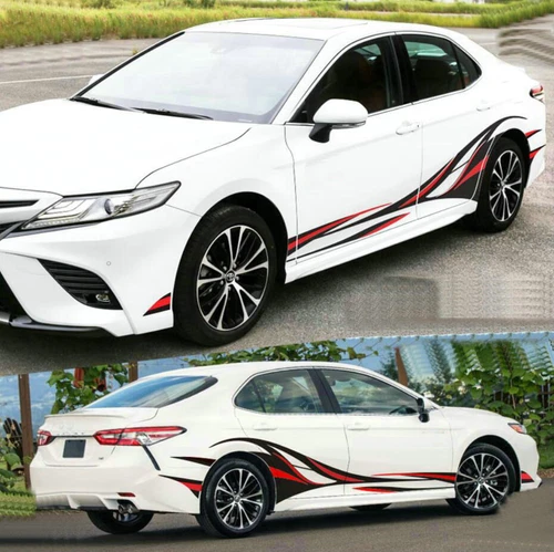 For Toyota Camry Bumper Decals Graphic Vinyl Flame Stripe Side Door Car Sticker - Picture 5 of 6