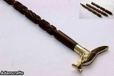 Elephant Head Handle Wooden Shaft Walking Fascinating Brass Canes Elegant Stick