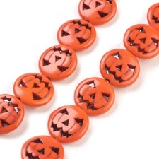 6 Pumpkin Beads Orange Acrylic Halloween Fall Findings Jack O Lantern Howlite