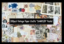 300pc!Vtg-New Mix Paper SAMPLER Junk Journal Scrapbook Collage Art Ephemera Lots