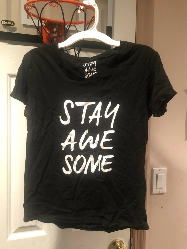 Girls So Nikki "Stay Awesome" Black Short Sleeve Shirt Size L (14)