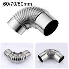 1 Stück Edelstahl-Ofenrohr Rauchrohr 90° Kamin Abgas Rohr 60mm/70mm/80mm DE DHL