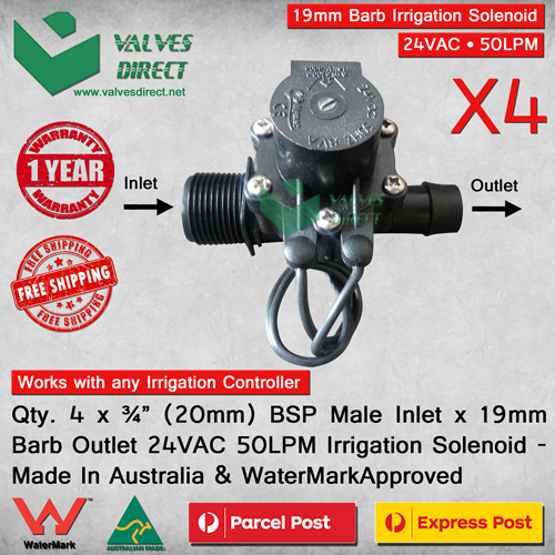 3/4" inch 20mm Inlet x 19mm Barb Outlet Irrigation Solenoid Valve 24V AC 50LPM - Bild 5 von 12