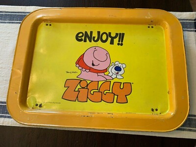 VINTAGE 1981 ZIGGY Metal TV Tray ''ENJOY'' Toy