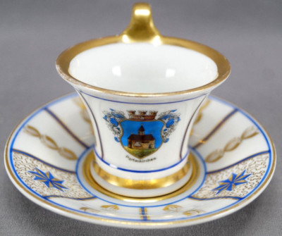 Thomas Bavaria Cobalt Gold & White Partenkirchen Souvenir Demitasse Cup & Saucer
