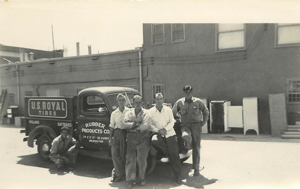 1940s US Royal Tires Workers at G Street Wilmington CA Vintage Labor Photo  