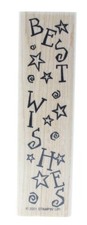 Stampin Up Best Wishes Verticle Star 2001 Wooden Rubber Stamp