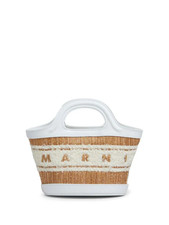 Marni Women In Leather And Raffia-effect Fabric Microbag