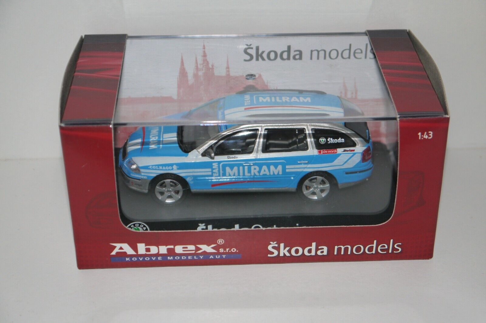 Abrex 1/43 SKODA OCTAVIA RACE SUPPORT CAR Tdf TOUR de FRANCE - COLNAGO MILRAM