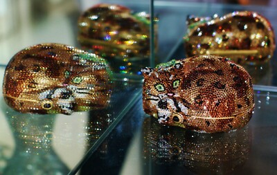 Kathrine Baumann LIMITED ED SLEEPING CAT swarovski crystal bag