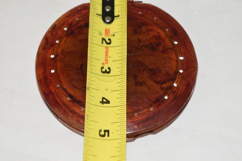 Vintage Faux Turtle Shell Mirrored Compact Retro 5" MCM - Picture 6 of 6