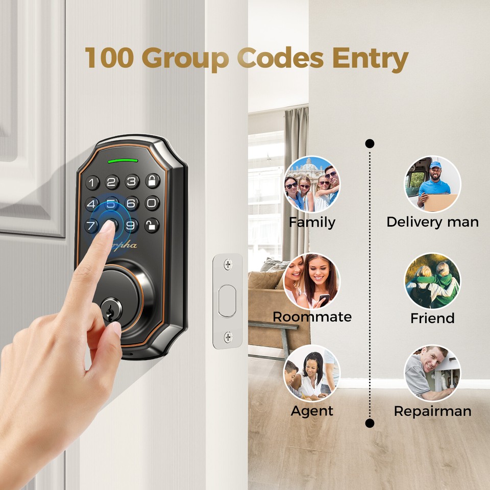 Lock With Alert ARPHA Smart Keyless Door Lock AutoLock Low Power Alert Silent Mode Anti ...
