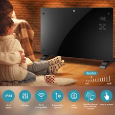 WIFI Glass Panel Electric Heater Radiator w/ Timer Thermostat Wall Mounted 2000W