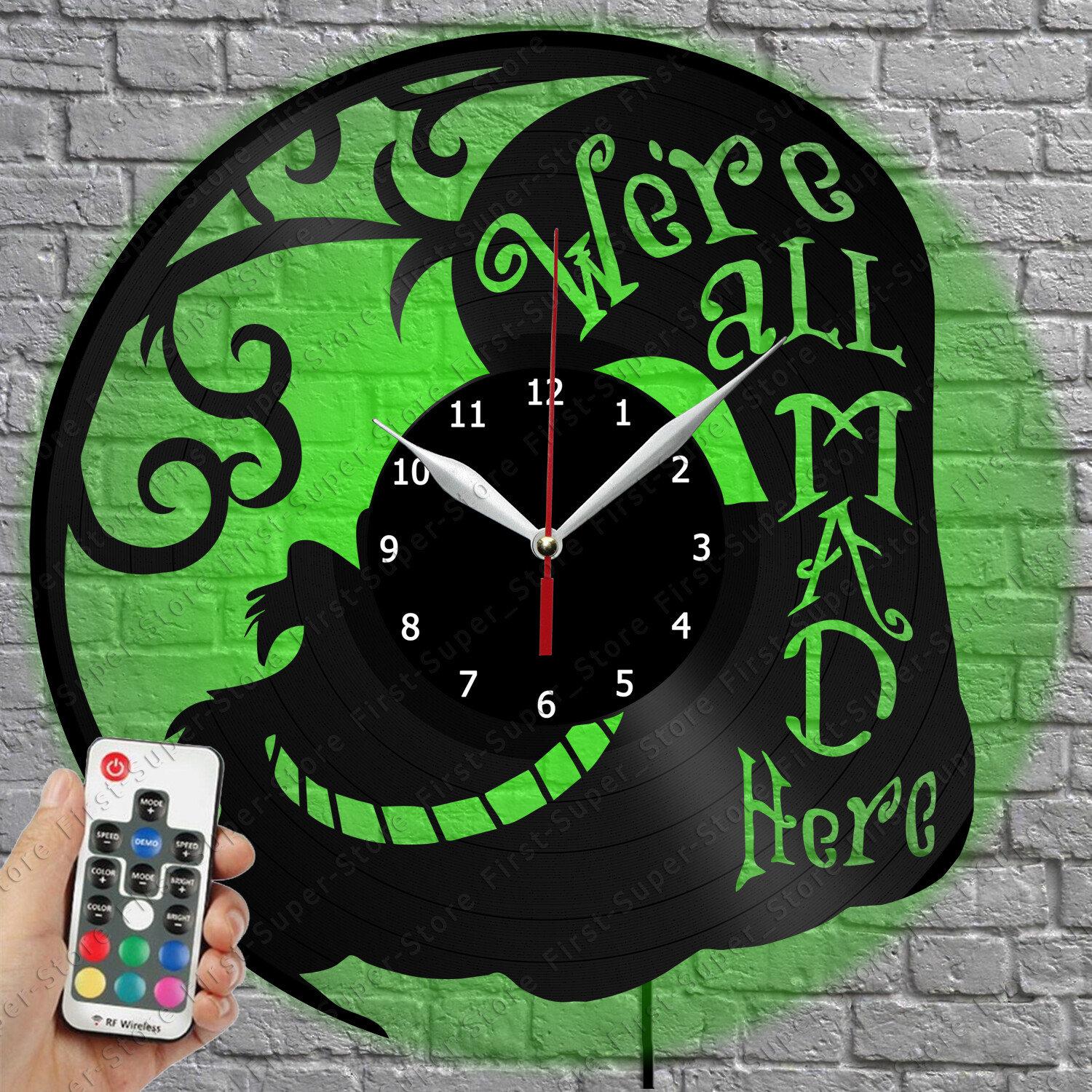 Cheshire Cat LED Vinyl Record Wall Clock with Light 1076