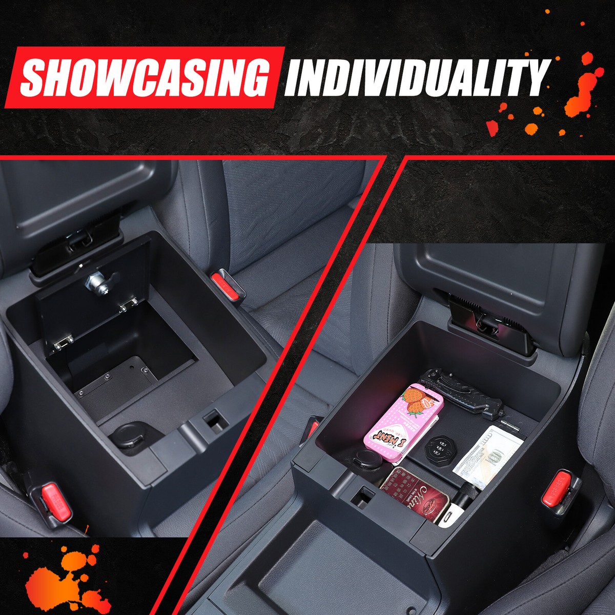 Center Console Gun Safe Storage Box Vault Lock Box For Nissan