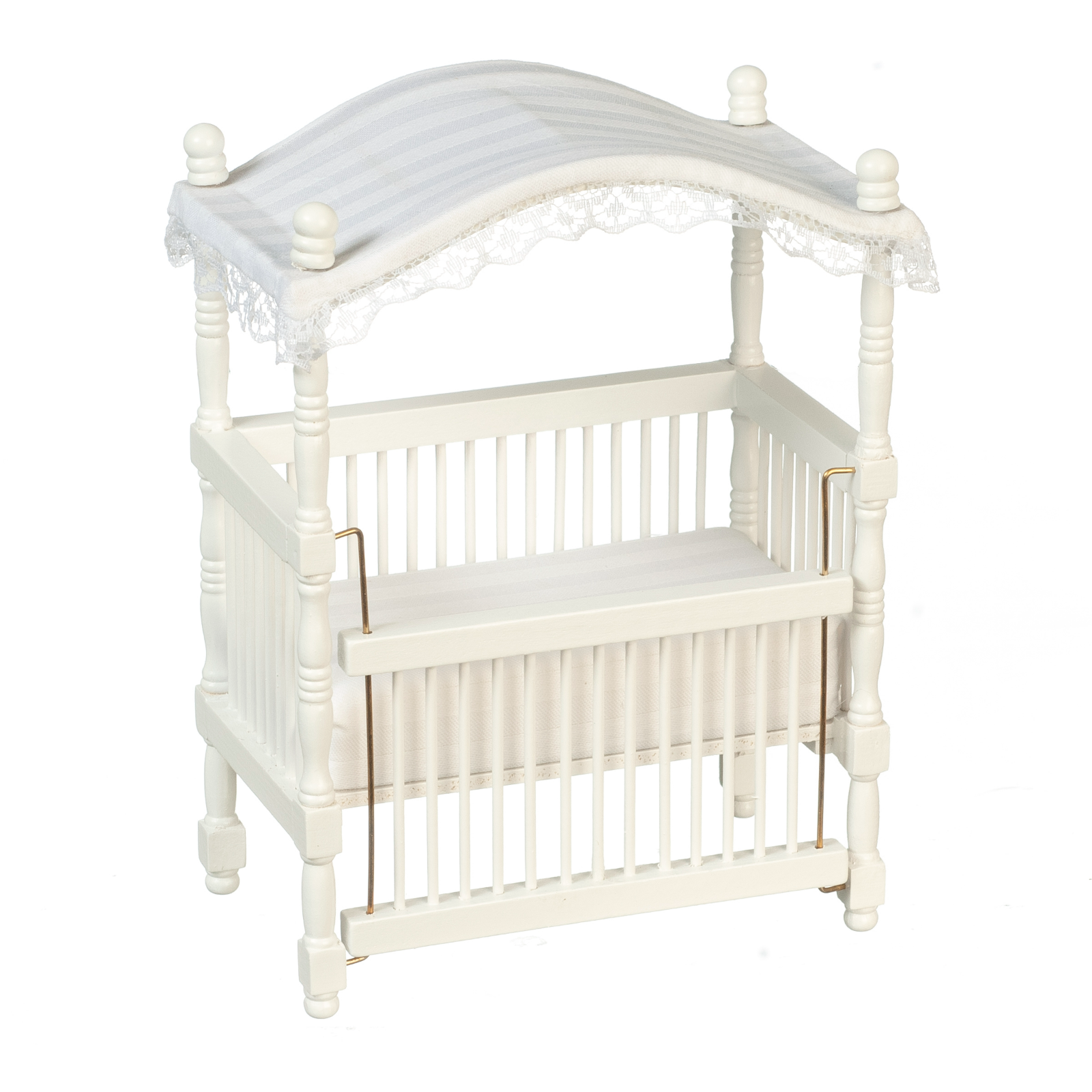 Dolls House Canopy Crib White Nursery Furniture Miniature 1:12th Scale